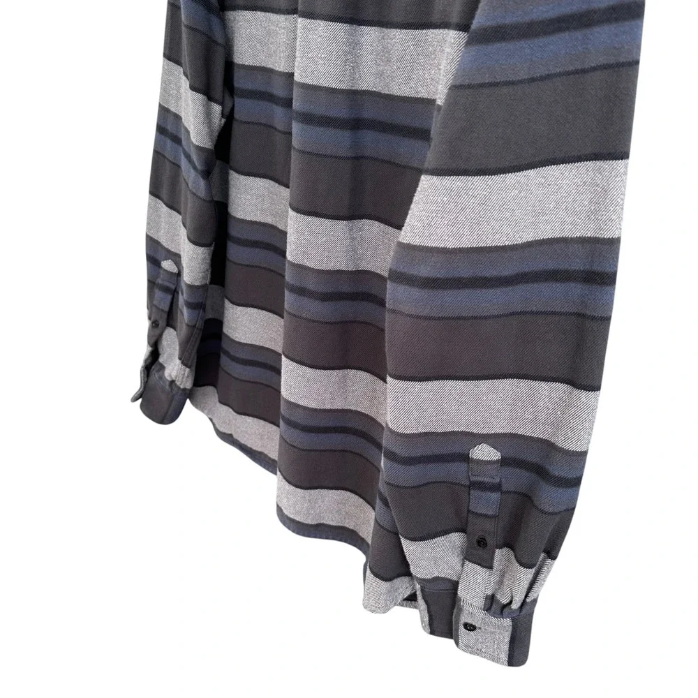 The North Face Mens XL Arroyo Heavyweight Flannel Shirt Striped Grey Blue - Picture 4 of 10